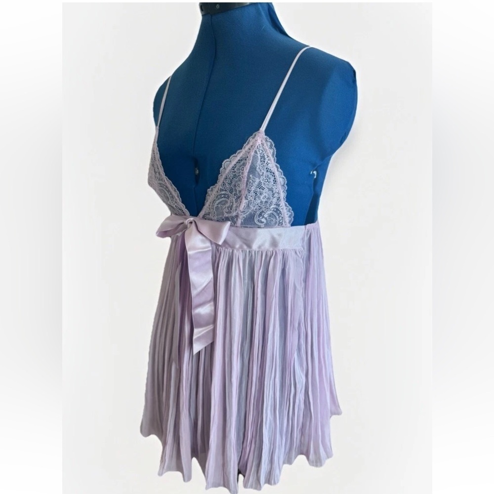 Victoria's Secret Pleated Teddy Babydoll Lilac Pink whimsy fairy Lingerie Dress - Picture 3 of 6